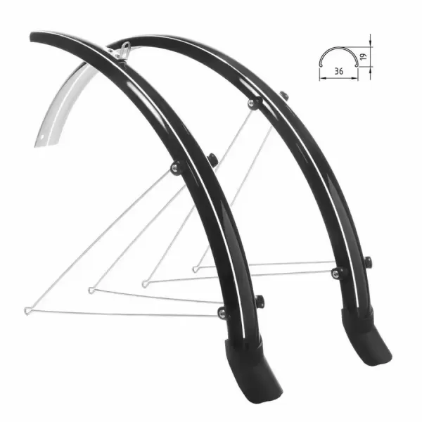 COPPIA PARAFANGHI 28'' LARGHEZZA 36MM NERO