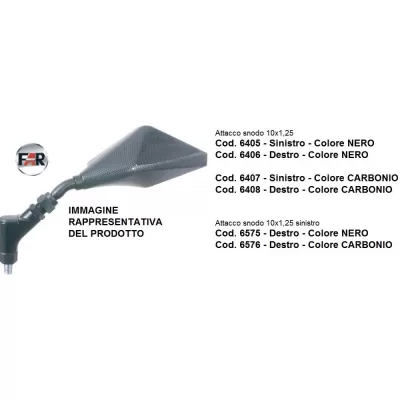 SPECCHIO RETROVISORE MOTO FAR DX C/FIL.SX NERO 6575 6575 1