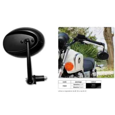 SPECCHIO RETROVISORE MOTO FAR DX/SX DA MANUBRIO 7484 NERO 7484 1
