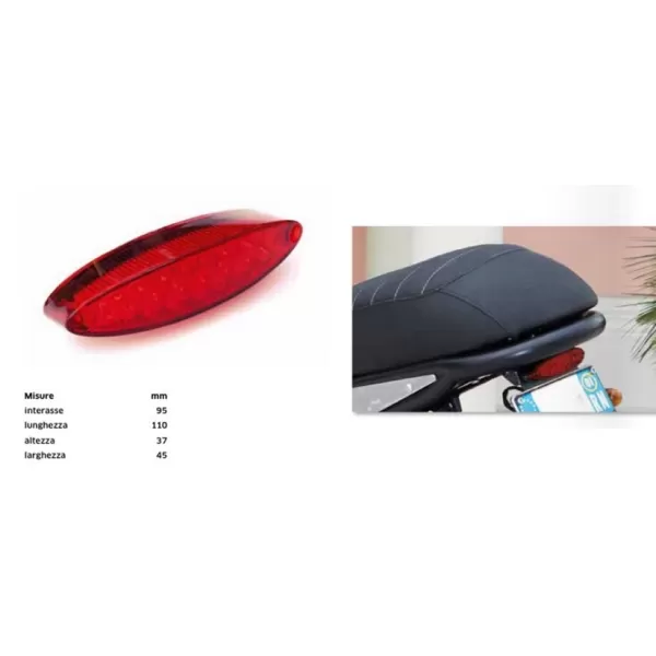 FANALE MOTO FAR POSTERIORE LENTE ROSSA